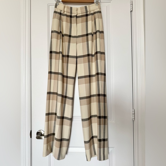 Wilfred Pants - Wilfred Cream Plaid Wide-Leg Trousers